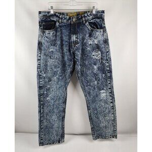 Evolution Jeans Mens 40x31 Blue Stone Wash Distressed Denim Artisan